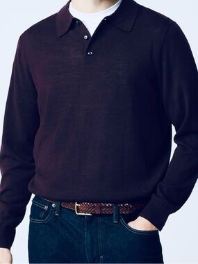 J. Crew Men’s Merino Wool Blend Sweater Polo Purple Long Sleeve Size M NWT